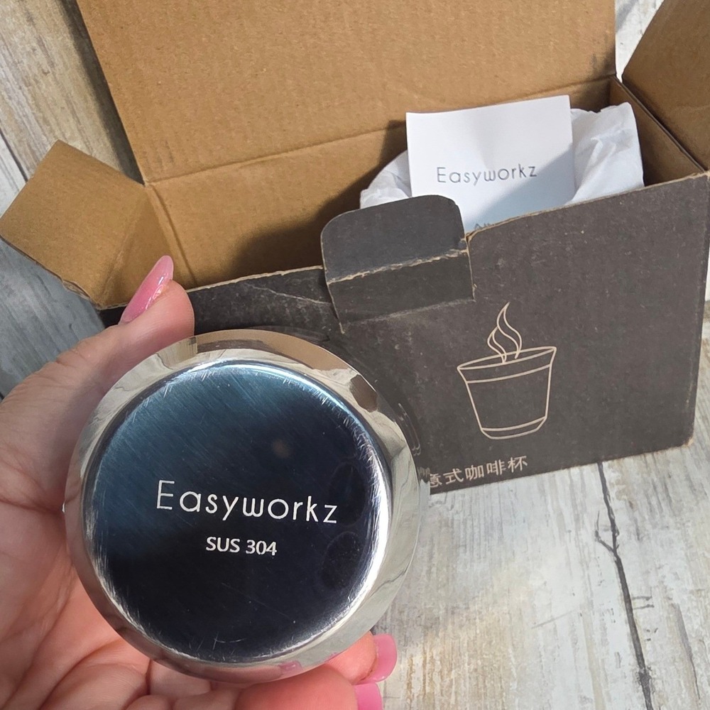 Easyworkz Stainless Steel Espresso Cup Set 2pc 5oz Double Wall EZ-MG100B Silver - Picture 4 of 8
